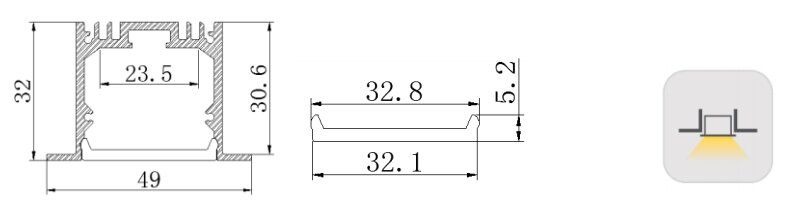 LED-профиль врезной LE4932 (2,5 метра)