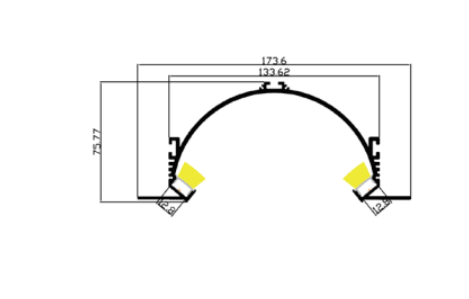 LED-профиль MLG под шпаклевку LD17373 с рассеивателем, 2 метра