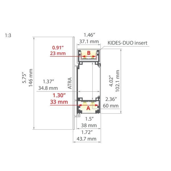 Профиль KLUS KIDES DUO серебряный анодированный 2 метра A18032A_2