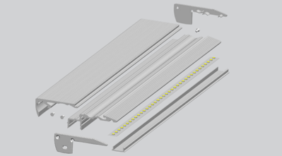 MLG LED profile for steps LT6020B with diffuser, 2 meters