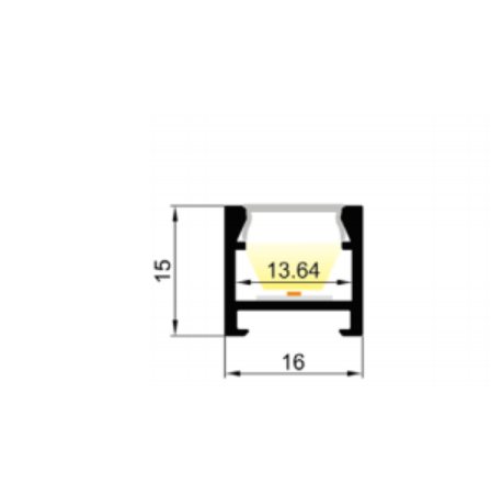 LED-профіль MLG LG1615 з розсіювачем, 2 метра