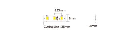 LED strip COLORS 120-2835-12V-IP33 9,6W 960Lm 3000K 5m (DJ120-12V-8mm-WW)