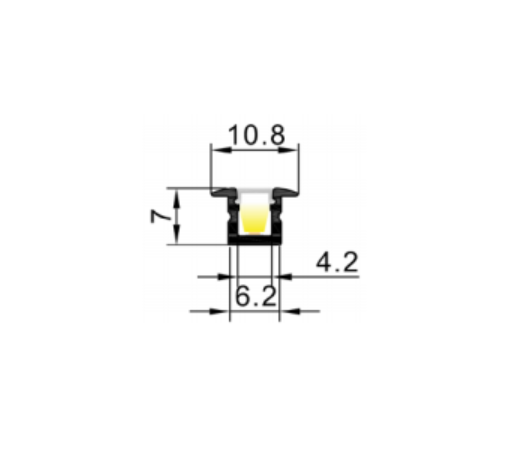 LED-профіль MLG врізний LP1107 з розсіювачем, 2 метра