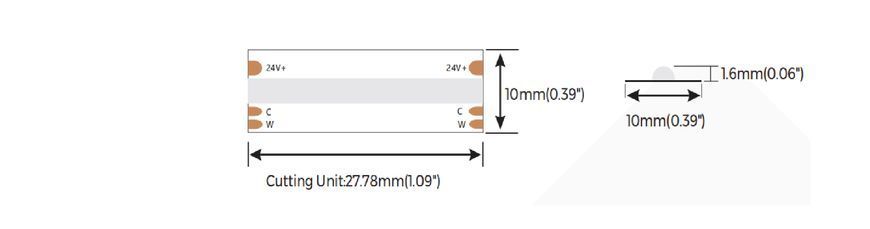 LED лента COLORS COB-24V-IP20 8.8W 2700/6000K 5м (DF7-24V-10mm-SWW)