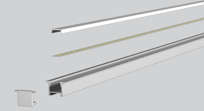 LED-профіль MLG врізний LG2315 з розсіювачем, 2 метра