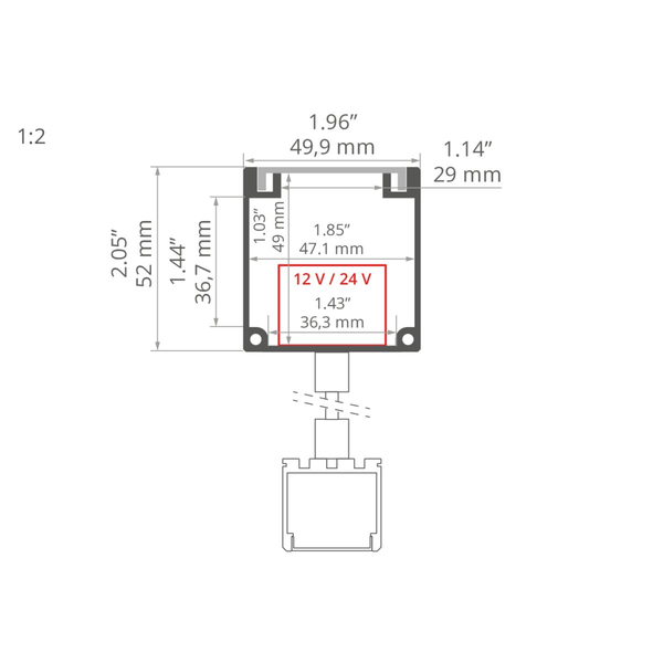 Profile KLUS IMET KPL silver anodized 1 meter A18010A_1