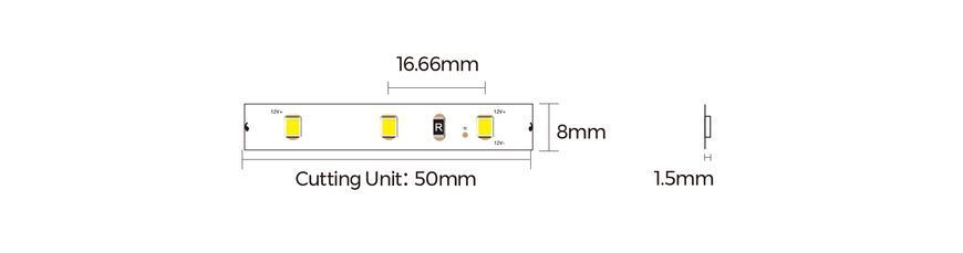 LED стрічка COLORS 60-2835-12V-IP20 4,4W 520Lm 4000K 50м (DJ60-12V-8mm-NW_DP50)