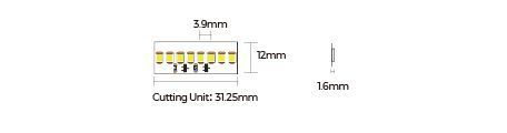 LED strip COLORS 256-2835-24V-IP20 39W 4800Lm 4000K 5m (DS8256-24V-12mm-NW)