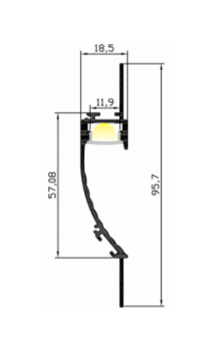 LED-профіль MLG врізний LD1896 з розсіювачем, 2 метра