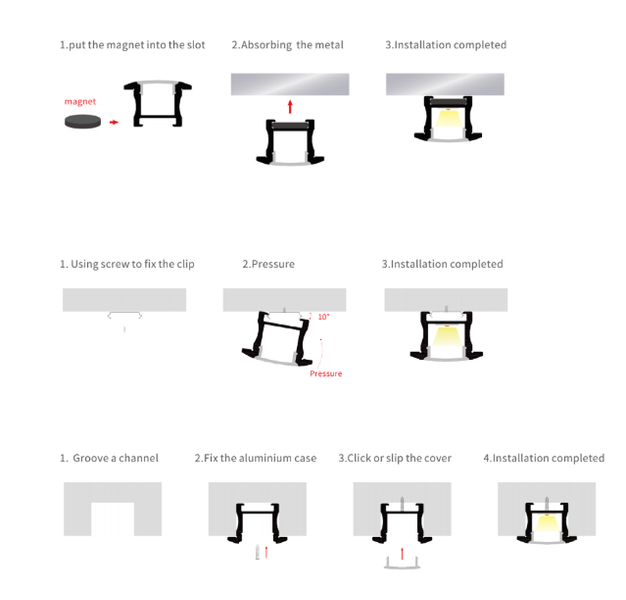MLG recessed LED profile LG2416 with diffuser, 2 meters