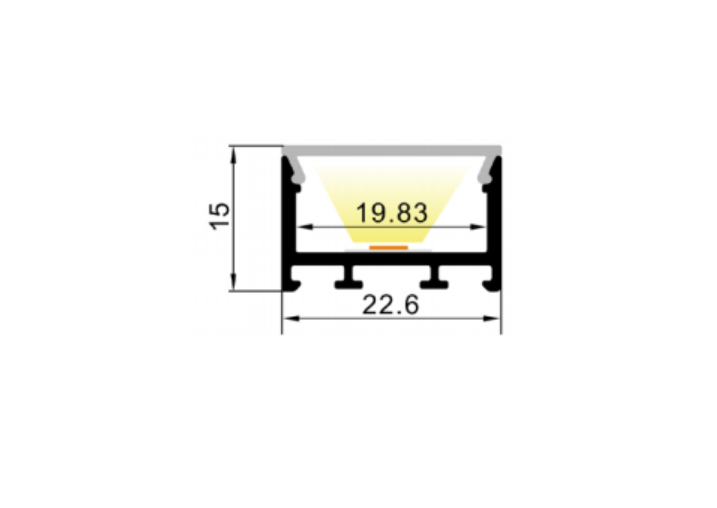 LED-профіль MLG LG2215 з розсіювачем, 2 метра