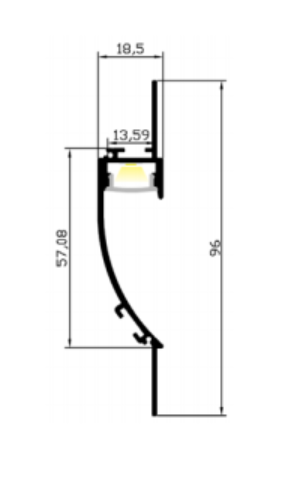 LED-профіль MLG врізний LD1896B з розсіювачем, 2 метра