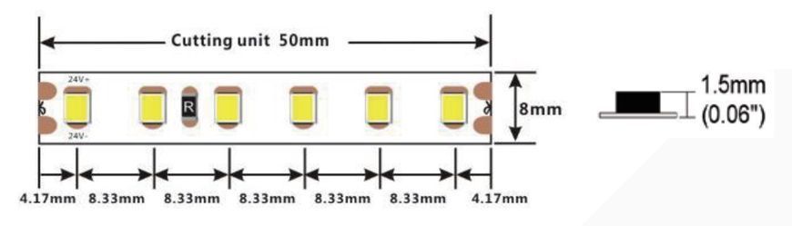 LED лента COLORS 120-2835-24V-IP20 8.4W 795Lm 3500K 5м (D8120-24V-8mm-PW)