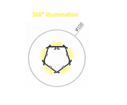 LED-профіль MLG підвісний LO100100 з розсіювачем, 2 метра