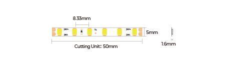 LED стрічка COLORS 120-2835-24V-IP20 9.6W 800Lm 3000K 5м (D8120-24V-5mm-WW)