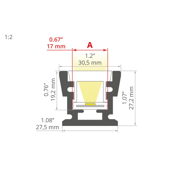 Profile HR-MAX silver anodized 2 meters A01829A_2