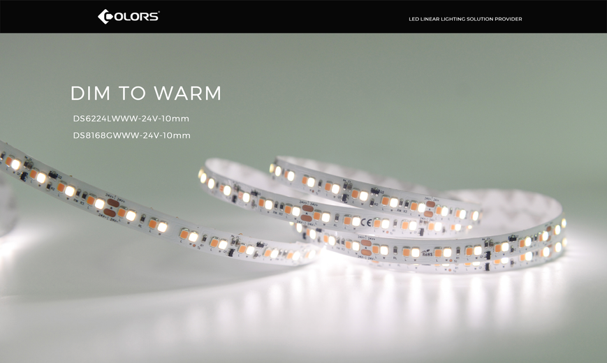 LED стрічка COLORS 168-2835-24V-IP33 9.61W 1900K + 3000K 5м (DS8168GWWW-24V-10mm)