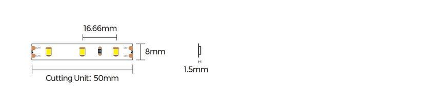 LED стрічка COLORS 60-2835-12V-IP20 4.2W 416Lm 4000K 5м (D860-12V-8mm-NW)