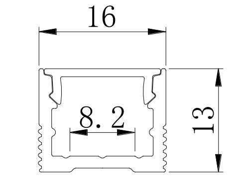 Surface-mounted LED profile, 2.5 meters (LS1613)