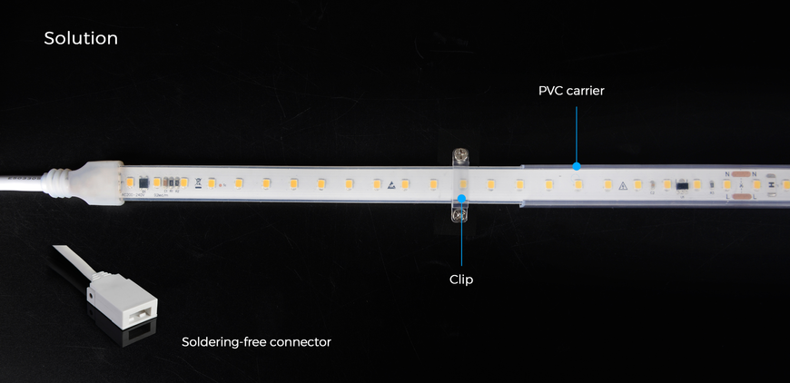 LED strip COLORS 104-2835-220V-IP65 12W 900Lm 2850K 50m (H8104-230V-12mm-WW)