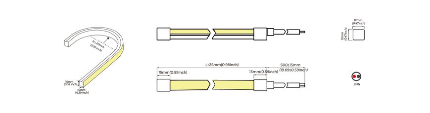 Гнучкий неон COLORS 24V IP65 8,8W 740Lm 3000K 5м (NJT1010-WW)