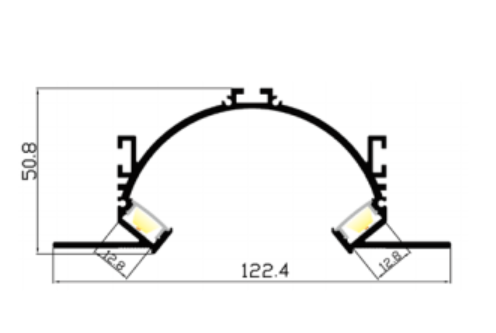 MLG LED profile for putty LD12249 with diffuser, 2 meters